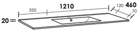 Sanituba Empoli enkele wastafel keramiek met kraangat 120cm