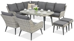 Bilbao Comida tuinmeubelen 7 + 2 Garden Point poefs wit