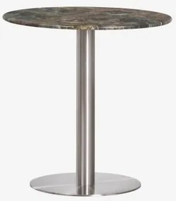 Ronde Bartafel Van Natuurlijk Steen Xiren Ø100 Cm & Groen Marmer Forest & Geborsteld Grijs - Sklum