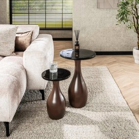 Ronde Bijzettafel Koperbruin Glas Middel - 40 X 40cm.