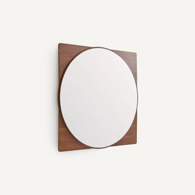 Ronde spiegel met walnoten lijst, hoogte 50 cm, NOTTERI