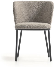 Kave Home Ciselia Boucle Eetstoel Met Ronde Rug Lichtgrijs