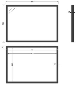 Sanituba Silhouette 100x70cm spiegel met RVS look omlijsting