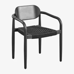 Set Van 4 Tuinstoelen Met Houten Armleuningen Naele Vintage Zwart - Sklum
