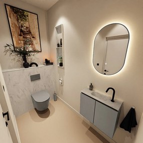 Mondiaz Ture DLux toiletmeubel 60cm smoke met wastafel opalo midden met kraangat