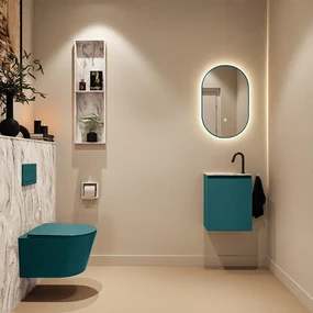 Mondiaz Ture DLux toiletmeubel 40cm smag met wastafel glace links met kraangat