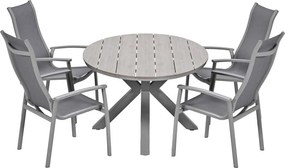 Garden Impressions Hilly tuinset 5-delig taupe - Tulli tuintafel 180x115 cm - light teak vironwood