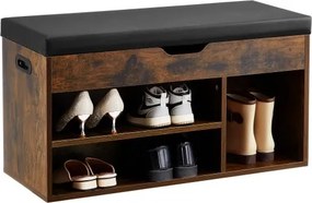 VEVOR Schoenenrekbank (805 x 305 x 445 mm), Halbank met opbergruimte en kussen, Schoenenrek met 3 compartimenten (draagvermogen 136 kg), voor voordeur, hal, woonkamer, zwart