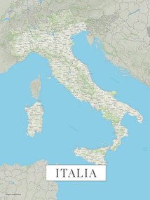 Kaart Italy color, (30 x 40 cm)