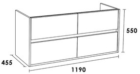 Sanituba NEXXT onderkast voor dubbele wasbak met vier lades 120cm legno calore