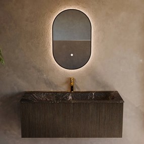 Mondiaz Kurve-dlux 110cm badmeubel shadow met 1 lade en wastafel big medium midden 1 kraangat lava