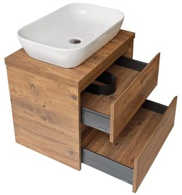 Sanicare Avenza badmeubel 65cm arrano oak met witte waskom 60x40cm