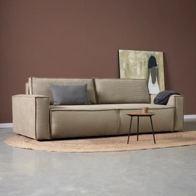 Tweepersoons Slaapbank Ribstof Beige