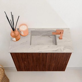 Mondiaz Joya DLux 50cm toiletmeubel ruby met wastafel faye rechts 1 kraangat glace