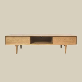 Eiken Tv-meubel Met Ronde Hoeken - 180x45x45cm.