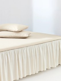 Gestreepte katoenen bedskirting Twyla met franjes