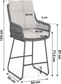 Barstoel Rope Grijs-antraciet Lifestyle Garden Furniture Vicente dining  antracite