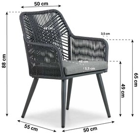 Tuinset Ronde Tuintafel 70 cm Aluminium/wicker Grijs 2 personen Coco Vedra/Como