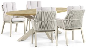 Tuinset 4 personen 200 cm Aluminium/rope Taupe Lifestyle Garden Furniture Verona/Brookline