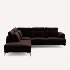 Rechtse hoekbank met leuning in fluweel, Marsile