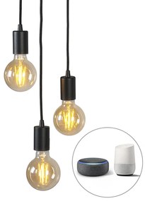Smart Industriële hanglamp zwart incl. Wifi G95 3-lichts - Facil Design, Modern E27 cilinder / rond Binnenverlichting Lamp