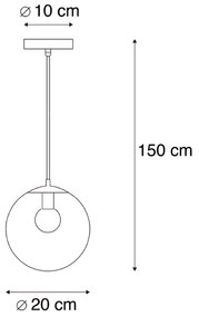 Moderne hanglamp transparant 20 cm - Pallon Modern E27 bol / globe / rond Binnenverlichting Lamp