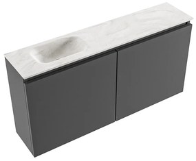 Mondiaz Ture DLux toiletmeubel 100cm dark grey met wastafel ostra links met kraangat