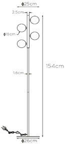 Lucide Tycho staande lamp 154cm 4x G9 zwart mat