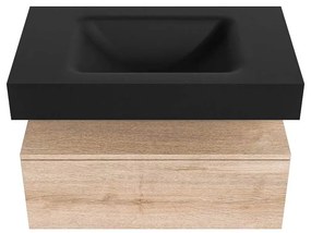 Zaro Alan badmeubel 80cm washed oak 1 lade met vrijhangende wastafel cloud midden 1 kraangat urban