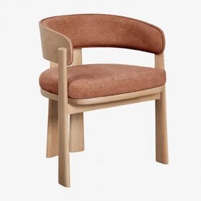 Set Van 2 Eikenhouten Eetkamerstoelen Met Bekleding Olea Signature Eikenhout & Roestbruin Chenille - Sklum