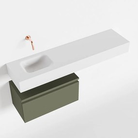 Mondiaz Andor toiletmeubel 60cm army met witte wastafel 120cm links zonder kraangat