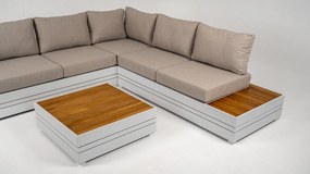 DATHO OUTDOOR Hoek Loungeset - Formentera - Aluminium - Teak - Frost White - Datho Outdoor