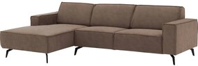 Goossens Hoekbank Hercules bruin, microvezel, 3-zits, modern design met chaise longue links
