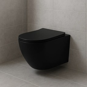 Sanigoods Cyclona compact randloos hangtoilet met tornado flush en zitting zwart mat