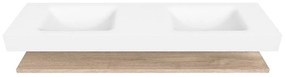 Zaro Alan badmeubel 170cm met planchet washed oak en vrijhangende wastafel cloud dubbel 2 kraangaten talc