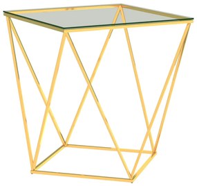 vidaXL Salontafel 50x50x55 cm roestvrij staal goudkleurig transparant