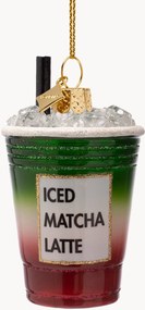 Mondgeblazen kerstornament Strawberry Iced Matcha
