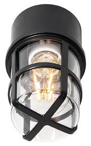 Plafond- en wandlamp zwart met heldere kap IP54 - Kiki