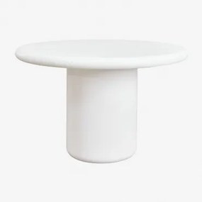 Ronde Eettafel In Cement Namara Ø120 Cm & Wit - Sklum