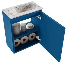 Mondiaz Ture DLux toiletmeubel 40cm jeans met wastafel glace rechts zonder kraangat