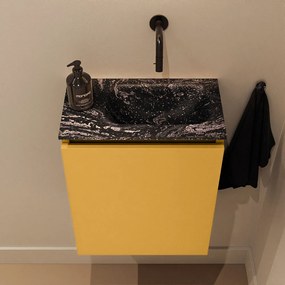 Mondiaz Ture DLux toiletmeubel 40cm ocher met wastafel lava rechts zonder kraangat