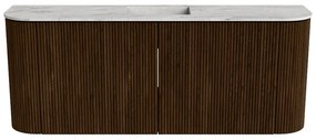 Mondiaz Joya DLux 105cm toiletmeubel ronding links/rechts walnut met wastafel faye midden 1 kraangat glace