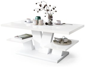 VIVA Wit glans/Wit mat - MODERNE KOFFIE TAFEL MET SCHAPPEN