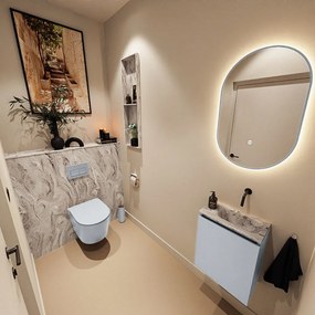 Mondiaz Ture DLux toiletmeubel 40cm clay met wastafel glace rechts zonder kraangat