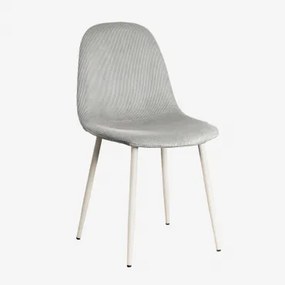 Set Van 2 Glamm Deluxe Eetkamerstoelen Beige – Crème & Corduroy Nerts Grijs - Sklum