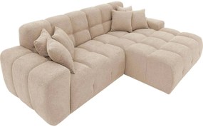 Goossens Excellent Bank Kubus - 30 X 30 Cm Stiksel bruin, stof, 1,5-zits, modern design met chaise longue rechts