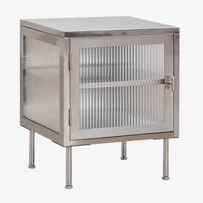 Nachtkastje Van Staal En Glas Paoline Grijs – Chroom - Sklum