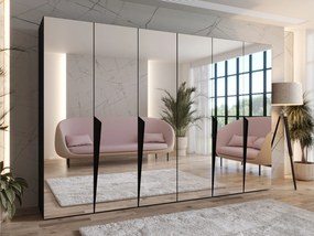 Kledingkast Hartford 617, Zwart, 202x300x52cm, 210.5 kg, Kledingkast deuren: Met scharnieren