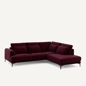 Linkse hoekbank met leuning in fluweel, Marsile