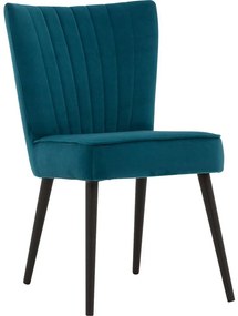 Goossens Eetkamerstoel Rob blauw velvet stof leuning, urban industrieel